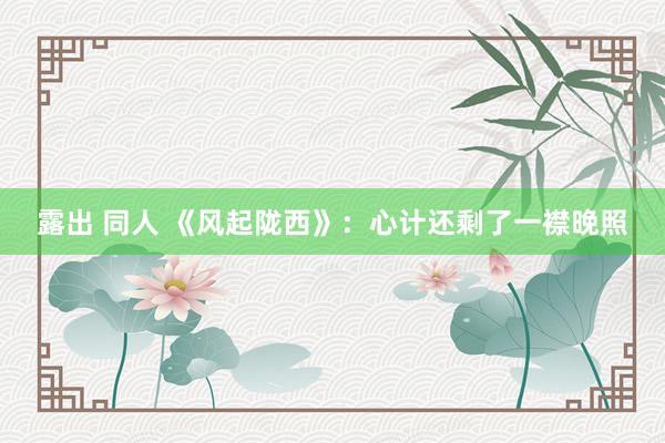 露出 同人 《风起陇西》：心计还剩了一襟晚照