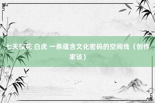 七天探花 白虎 一条蕴含文化密码的空间线（创作家谈）