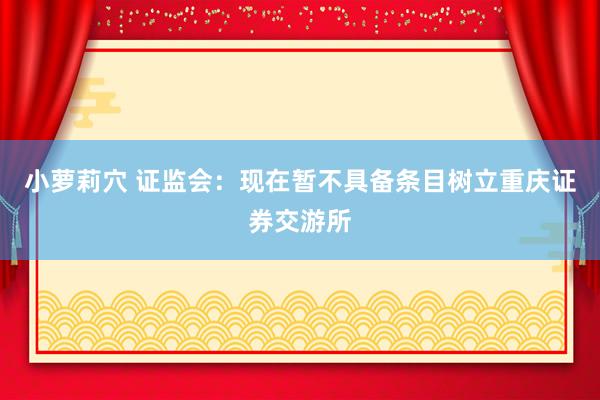 小萝莉穴 证监会：现在暂不具备条目树立重庆证券交游所