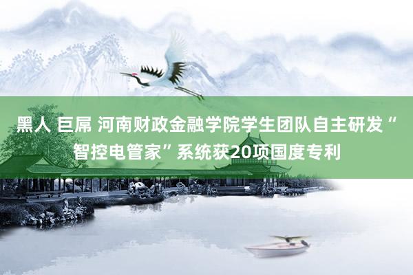黑人 巨屌 河南财政金融学院学生团队自主研发“智控电管家”系统获20项国度专利