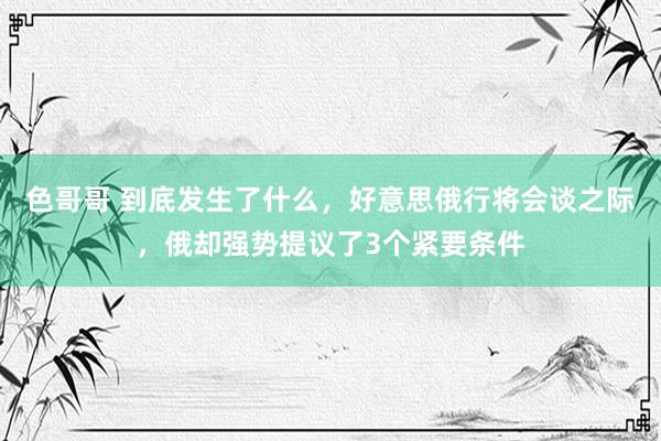 色哥哥 到底发生了什么，好意思俄行将会谈之际，俄却强势提议了3个紧要条件